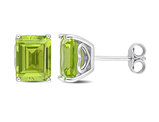 4.80 Carat (ctw) Peridot Emerald-Cut Stud Earrings in Sterling Silver